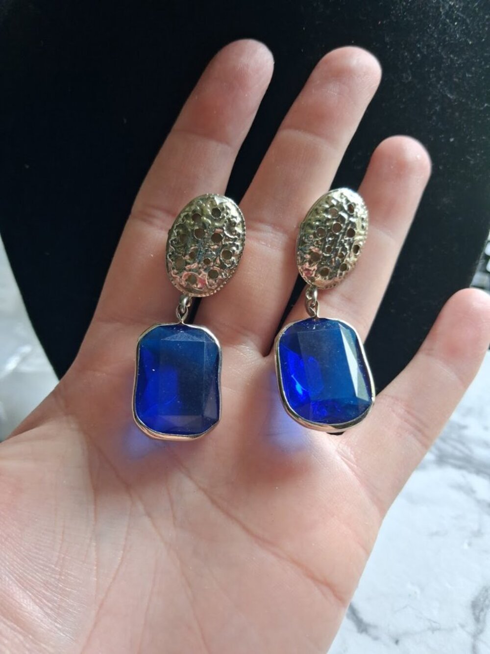 Vintage dangle clip on earrings